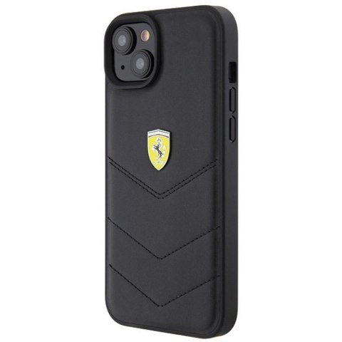 Etui Ferrari Quilted Metal Logo do iPhone 15 Plus - czarne Etui Ferrari Quilted Metal Logo do iPhone 15 Plus - czarne