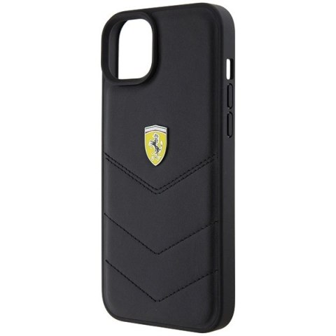 Etui Ferrari Quilted Metal Logo do iPhone 15 Plus - czarne Etui Ferrari Quilted Metal Logo do iPhone 15 Plus - czarne