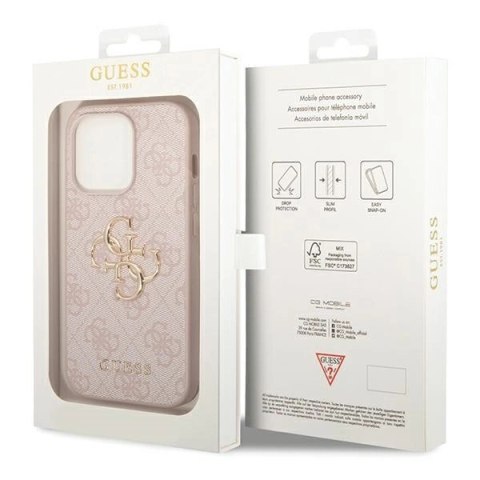 Etui Guess 4G Big Metal Logo do iPhone 15 Pro Max - różowe