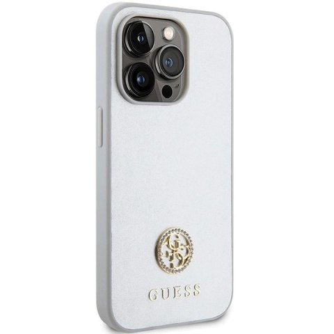 Etui Guess Strass Metal Logo do iPhone 15 Pro Max - srebrne