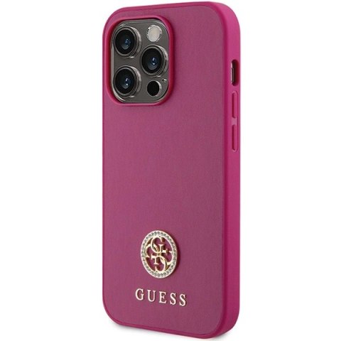 Etui Guess Strass Metal Logo do iPhone 15 Pro - różowe