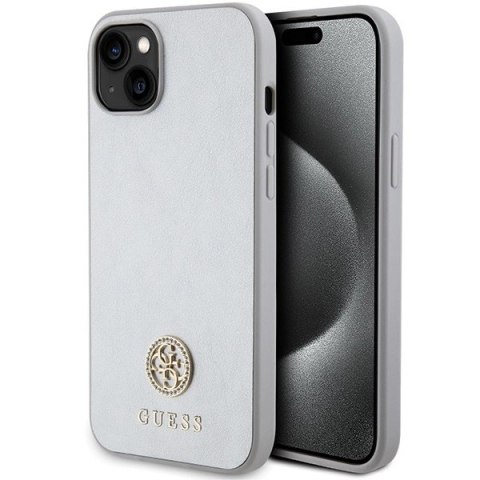 Etui Guess Strass Metal Logo do iPhone 15 - srebrne