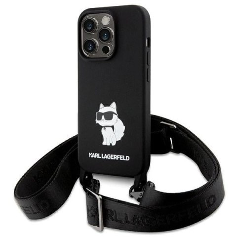 Etui Karl Lagerfeld Crossbody Silicone Choupette do iPhone 15 Pro Max - czarne Etui Karl Lagerfeld Crossbody Silicone Choupette do iPhone 15 Pro Max - czarne