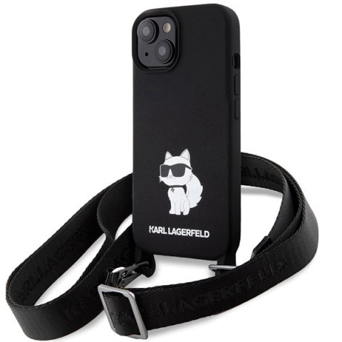 Etui Karl Lagerfeld Crossbody Silicone Choupette do iPhone 15 - czarne Etui Karl Lagerfeld Crossbody Silicone Choupette do iPhone 15 - czarne