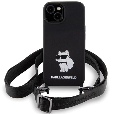 Etui Karl Lagerfeld Crossbody Silicone Choupette do iPhone 15 - czarne Etui Karl Lagerfeld Crossbody Silicone Choupette do iPhone 15 - czarne