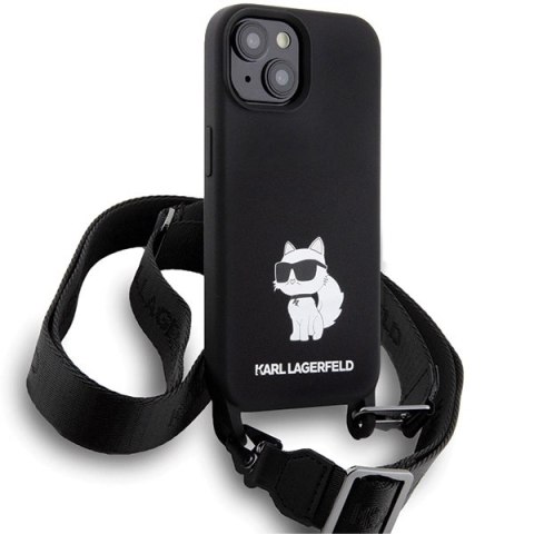 Etui Karl Lagerfeld Crossbody Silicone Choupette do iPhone 15 - czarne Etui Karl Lagerfeld Crossbody Silicone Choupette do iPhone 15 - czarne