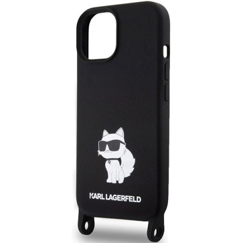 Etui Karl Lagerfeld Crossbody Silicone Choupette do iPhone 15 - czarne Etui Karl Lagerfeld Crossbody Silicone Choupette do iPhone 15 - czarne