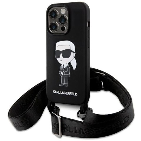 Etui Karl Lagerfeld Crossbody Silicone Ikonik do iPhone 15 Pro Max - czarne Etui Karl Lagerfeld Crossbody Silicone Ikonik do iPhone 15 Pro Max - czarne