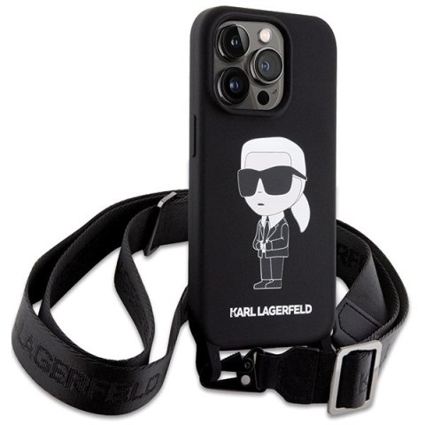 Etui Karl Lagerfeld Crossbody Silicone Ikonik do iPhone 15 Pro Max - czarne Etui Karl Lagerfeld Crossbody Silicone Ikonik do iPhone 15 Pro Max - czarne