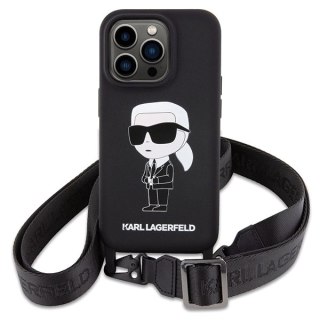 Etui Karl Lagerfeld Crossbody Silicone Ikonik do iPhone 15 Pro - czarne