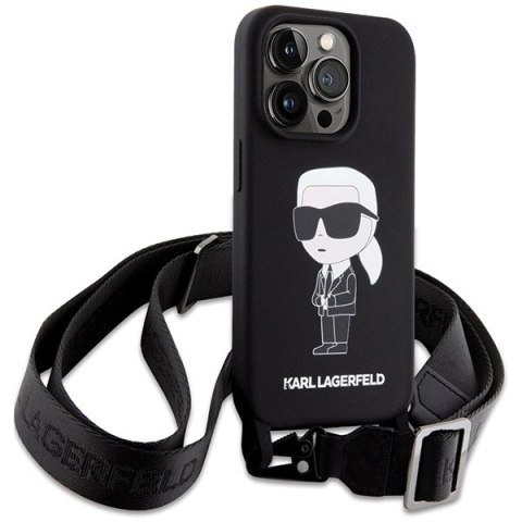 Etui Karl Lagerfeld Crossbody Silicone Ikonik do iPhone 15 Pro - czarne