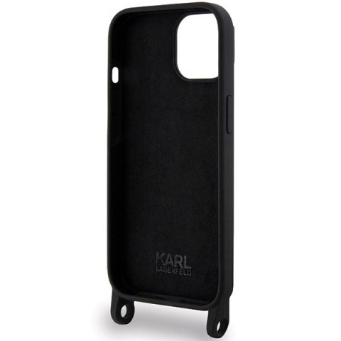 Etui Karl Lagerfeld Crossbody Silicone Ikonik do iPhone 15 - czarne Etui Karl Lagerfeld Crossbody Silicone Ikonik do iPhone 15 - czarne