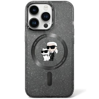 Etui Karl Lagerfeld Karl&Choupette Glitter MagSafe do iPhone 11 / Xr - czarne