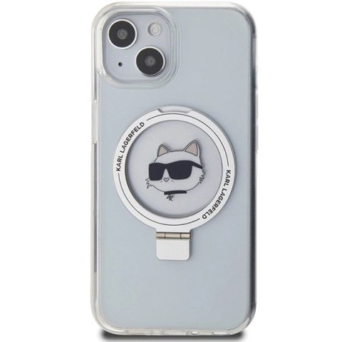Etui Karl Lagerfeld Ring Stand Choupette Head MagSafe do iPhone 15 Plus - białe Etui Karl Lagerfeld Ring Stand Choupette Head MagSafe do iPhone 15 Plus - białe