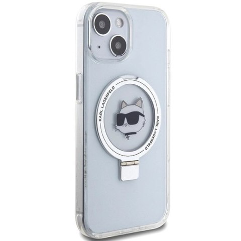 Etui Karl Lagerfeld Ring Stand Choupette Head MagSafe do iPhone 15 Plus - białe Etui Karl Lagerfeld Ring Stand Choupette Head MagSafe do iPhone 15 Plus - białe