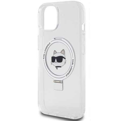 Etui Karl Lagerfeld Ring Stand Choupette Head MagSafe do iPhone 15 Plus - białe Etui Karl Lagerfeld Ring Stand Choupette Head MagSafe do iPhone 15 Plus - białe