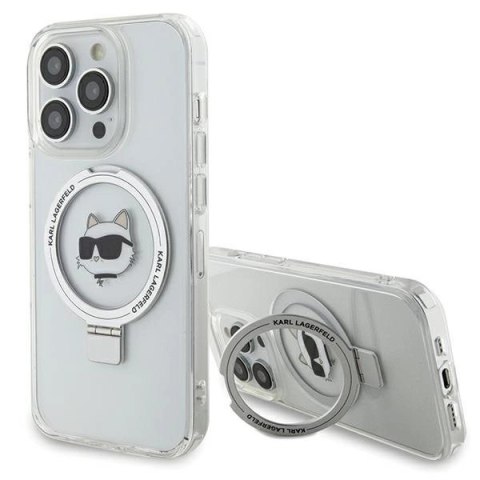 Etui Karl Lagerfeld Ring Stand Choupette Head MagSafe do iPhone 15 Pro Max - białe Etui Karl Lagerfeld Ring Stand Choupette Head MagSafe do iPhone 15 Pro Max - białe