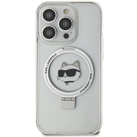 Etui Karl Lagerfeld Ring Stand Choupette Head MagSafe do iPhone 15 Pro Max - białe Etui Karl Lagerfeld Ring Stand Choupette Head MagSafe do iPhone 15 Pro Max - białe