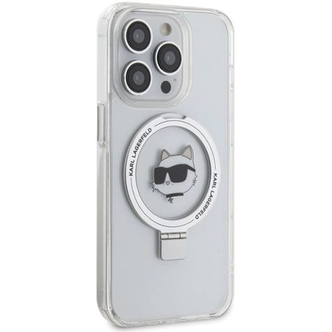 Etui Karl Lagerfeld Ring Stand Choupette Head MagSafe do iPhone 15 Pro Max - białe Etui Karl Lagerfeld Ring Stand Choupette Head MagSafe do iPhone 15 Pro Max - białe