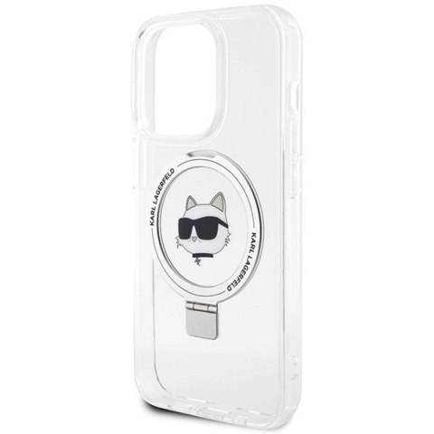 Etui Karl Lagerfeld Ring Stand Choupette Head MagSafe do iPhone 15 Pro Max - białe Etui Karl Lagerfeld Ring Stand Choupette Head MagSafe do iPhone 15 Pro Max - białe