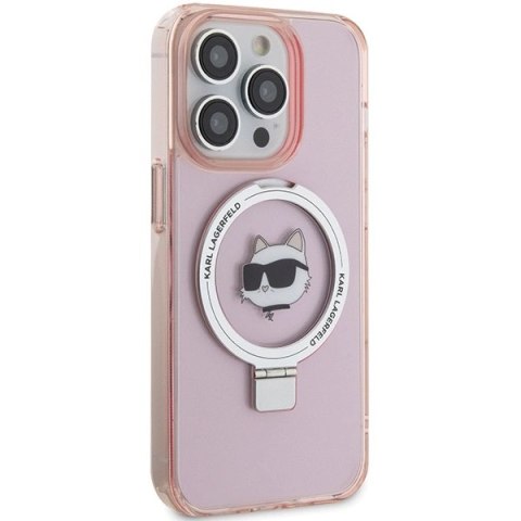 Etui Karl Lagerfeld Ring Stand Choupette Head MagSafe do iPhone 15 Pro Max - różowe Etui Karl Lagerfeld Ring Stand Choupette Head MagSafe do iPhone 15 Pro Max - różowe