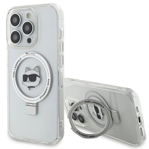 Etui Karl Lagerfeld Ring Stand Choupette Head MagSafe do iPhone 15 Pro - białe Etui Karl Lagerfeld Ring Stand Choupette Head MagSafe do iPhone 15 Pro - białe