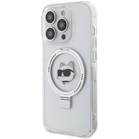 Etui Karl Lagerfeld Ring Stand Choupette Head MagSafe do iPhone 15 Pro - białe Etui Karl Lagerfeld Ring Stand Choupette Head MagSafe do iPhone 15 Pro - białe