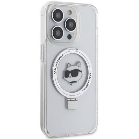 Etui Karl Lagerfeld Ring Stand Choupette Head MagSafe do iPhone 15 Pro - białe Etui Karl Lagerfeld Ring Stand Choupette Head MagSafe do iPhone 15 Pro - białe