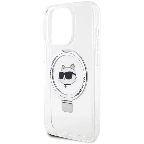 Etui Karl Lagerfeld Ring Stand Choupette Head MagSafe do iPhone 15 Pro - białe Etui Karl Lagerfeld Ring Stand Choupette Head MagSafe do iPhone 15 Pro - białe