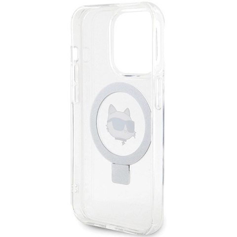 Etui Karl Lagerfeld Ring Stand Choupette Head MagSafe do iPhone 15 Pro - białe Etui Karl Lagerfeld Ring Stand Choupette Head MagSafe do iPhone 15 Pro - białe