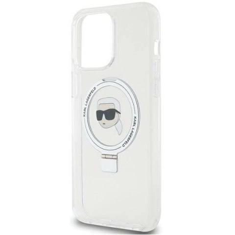 Etui Karl Lagerfeld Ring Stand Karl Head MagSafe do iPhone 15 Pro Max - białe Etui Karl Lagerfeld Ring Stand Karl Head MagSafe do iPhone 15 Pro Max - białe