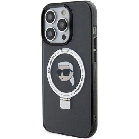 Etui Karl Lagerfeld Ring Stand Karl Head MagSafe do iPhone 15 Pro Max - czarne Etui Karl Lagerfeld Ring Stand Karl Head MagSafe do iPhone 15 Pro Max - czarne