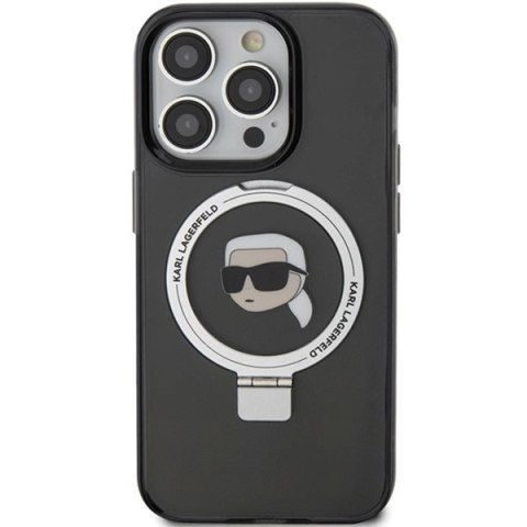Etui Karl Lagerfeld Ring Stand Karl Head MagSafe do iPhone 15 Pro Max - czarne Etui Karl Lagerfeld Ring Stand Karl Head MagSafe do iPhone 15 Pro Max - czarne