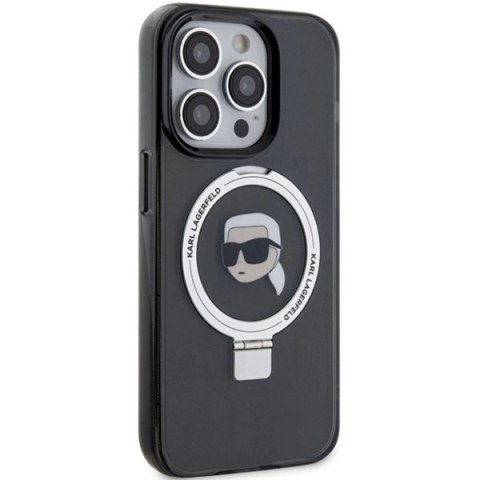 Etui Karl Lagerfeld Ring Stand Karl Head MagSafe do iPhone 15 Pro Max - czarne Etui Karl Lagerfeld Ring Stand Karl Head MagSafe do iPhone 15 Pro Max - czarne