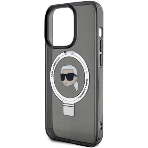 Etui Karl Lagerfeld Ring Stand Karl Head MagSafe do iPhone 15 Pro Max - czarne Etui Karl Lagerfeld Ring Stand Karl Head MagSafe do iPhone 15 Pro Max - czarne