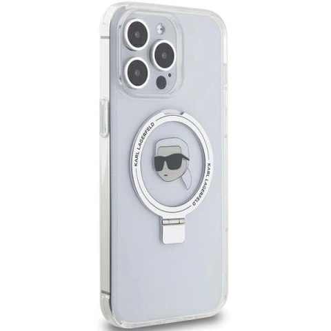 Etui Karl Lagerfeld Ring Stand Karl Head MagSafe do iPhone 15 Pro - białe