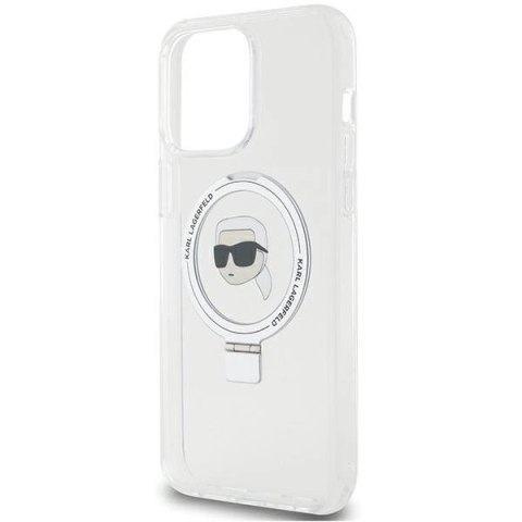 Etui Karl Lagerfeld Ring Stand Karl Head MagSafe do iPhone 15 Pro - białe