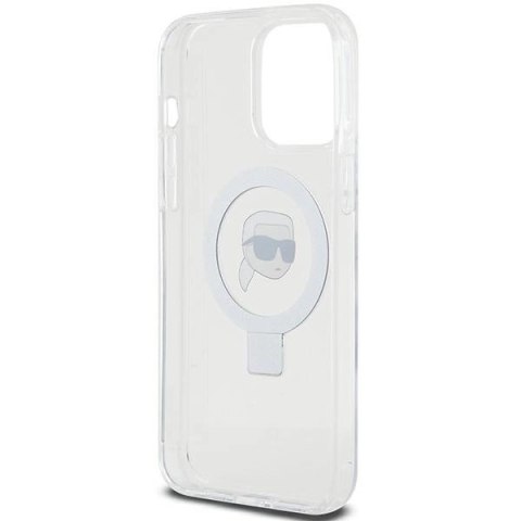 Etui Karl Lagerfeld Ring Stand Karl Head MagSafe do iPhone 15 Pro - białe