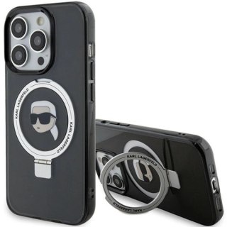 Etui Karl Lagerfeld Ring Stand Karl Head MagSafe do iPhone 15 Pro - czarne