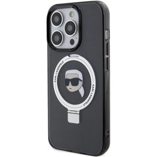 Etui Karl Lagerfeld Ring Stand Karl Head MagSafe do iPhone 15 Pro - czarne