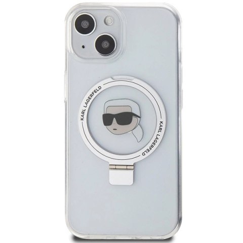 Etui Karl Lagerfeld Ring Stand Karl Head MagSafe do iPhone 15 - białe Etui Karl Lagerfeld Ring Stand Karl Head MagSafe do iPhone 15 - białe