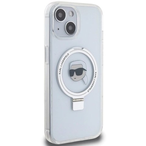 Etui Karl Lagerfeld Ring Stand Karl Head MagSafe do iPhone 15 - białe Etui Karl Lagerfeld Ring Stand Karl Head MagSafe do iPhone 15 - białe