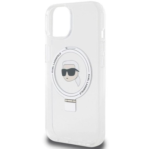 Etui Karl Lagerfeld Ring Stand Karl Head MagSafe do iPhone 15 - białe Etui Karl Lagerfeld Ring Stand Karl Head MagSafe do iPhone 15 - białe