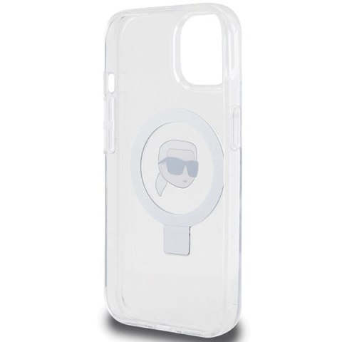Etui Karl Lagerfeld Ring Stand Karl Head MagSafe do iPhone 15 - białe Etui Karl Lagerfeld Ring Stand Karl Head MagSafe do iPhone 15 - białe
