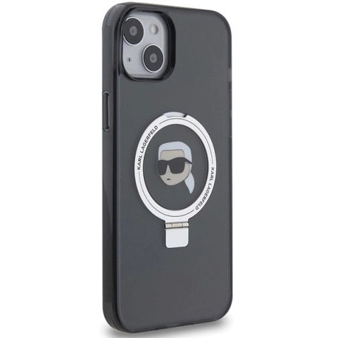 Etui Karl Lagerfeld Ring Stand Karl Head MagSafe do iPhone 15 - czarne Etui Karl Lagerfeld Ring Stand Karl Head MagSafe do iPhone 15 - czarne