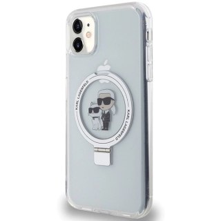 Etui Karl Lagerfeld Ring Stand Karl&Choupettte MagSafe do iPhone 11 / Xr - białe