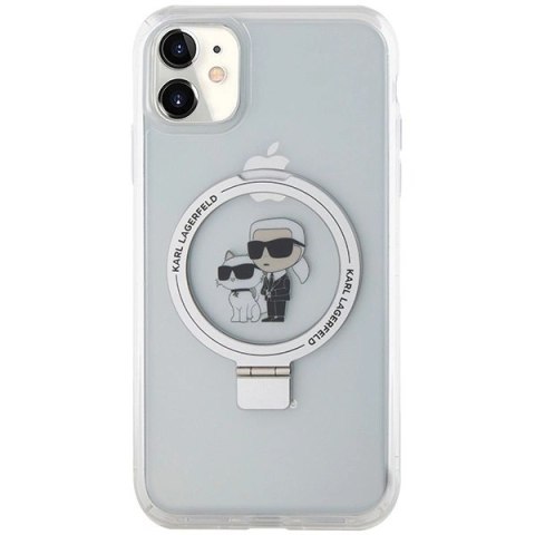 Etui Karl Lagerfeld Ring Stand Karl&Choupettte MagSafe do iPhone 11 / Xr - białe