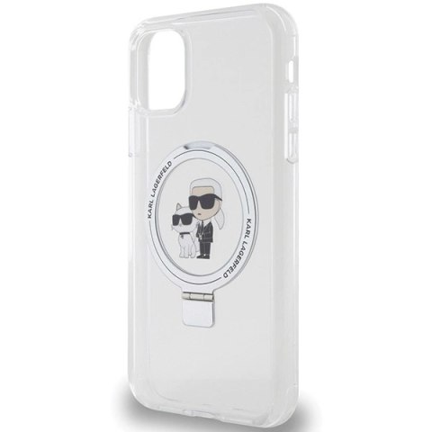Etui Karl Lagerfeld Ring Stand Karl&Choupettte MagSafe do iPhone 11 / Xr - białe