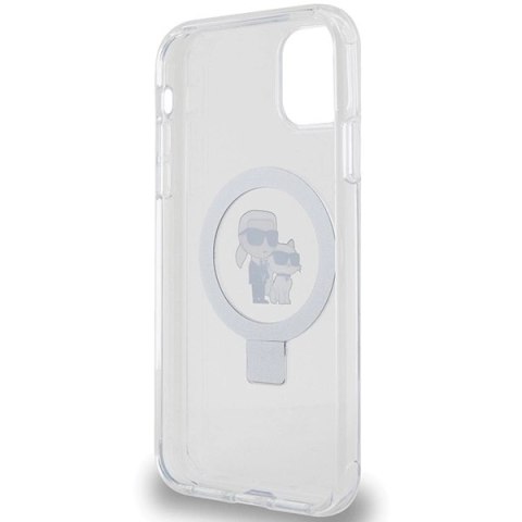 Etui Karl Lagerfeld Ring Stand Karl&Choupettte MagSafe do iPhone 11 / Xr - białe