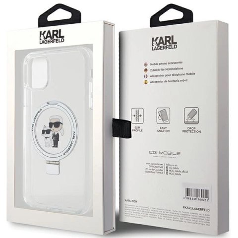 Etui Karl Lagerfeld Ring Stand Karl&Choupettte MagSafe do iPhone 11 / Xr - białe